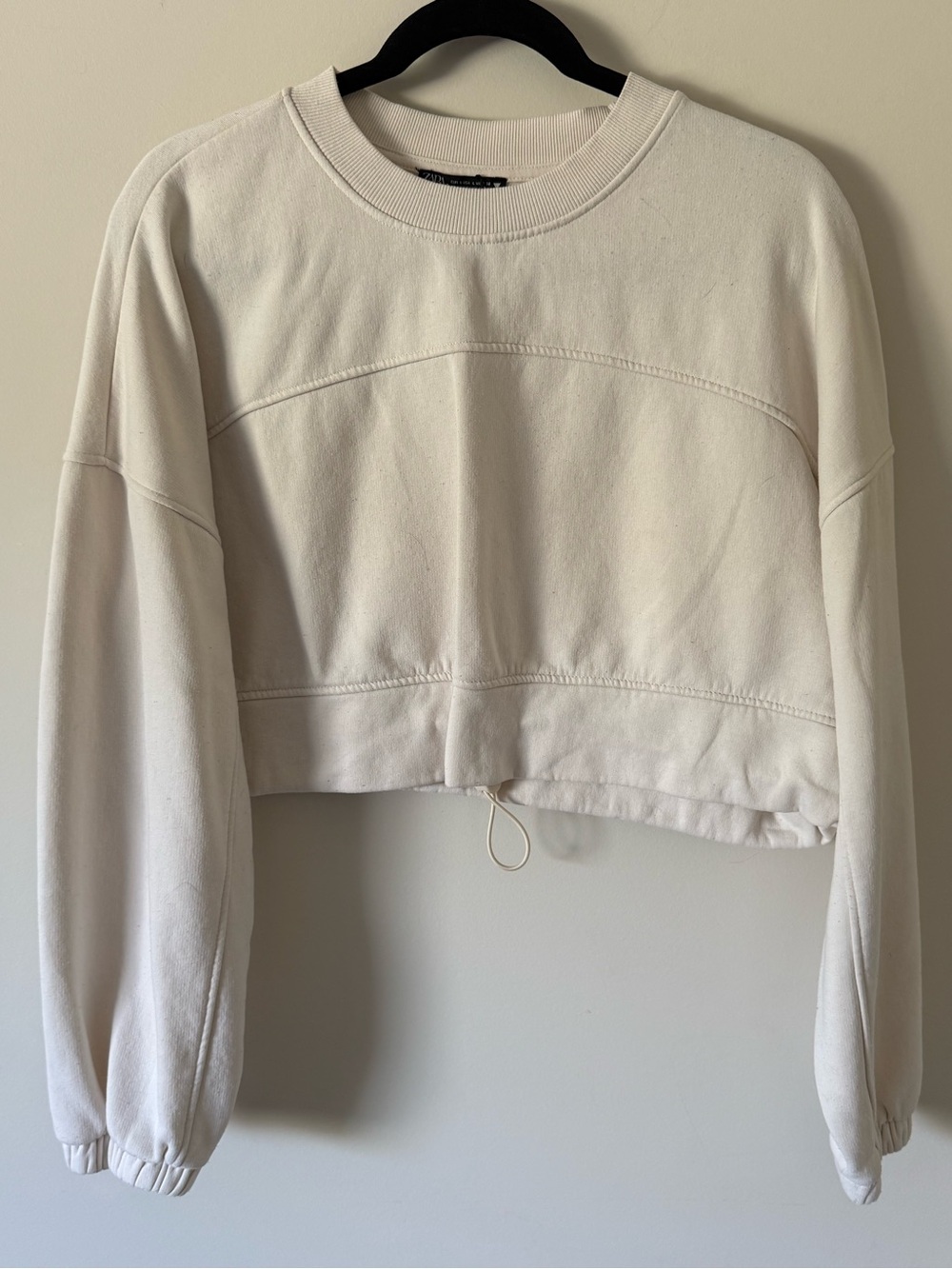 323. Zara Drawstring Crop Crewneck